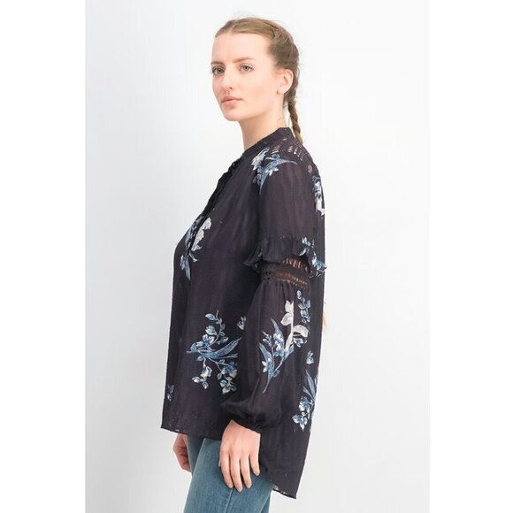 French Connection Ellette Mix Frill Sleeve Womens Blouse - Picture 12 of 13